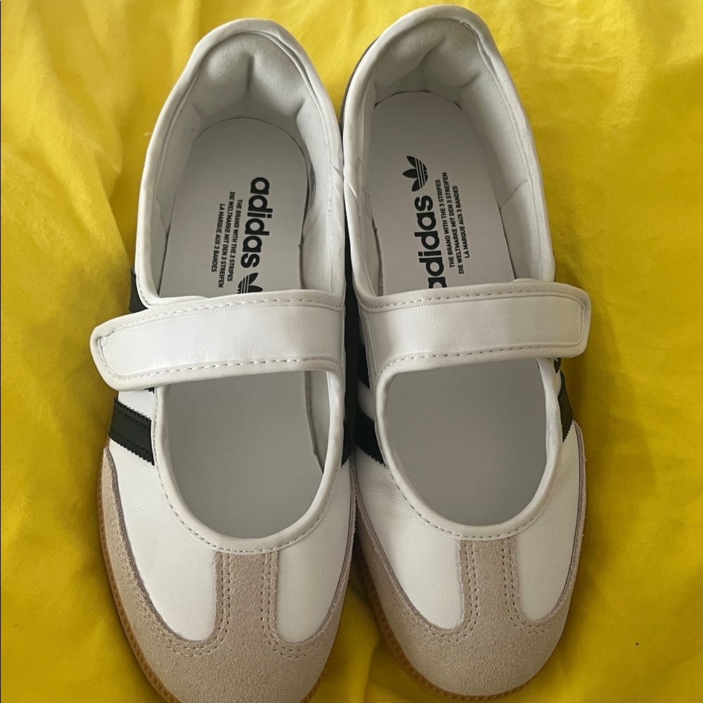 adidas Women’s White, Black & Beige Mary Jane Sneakers